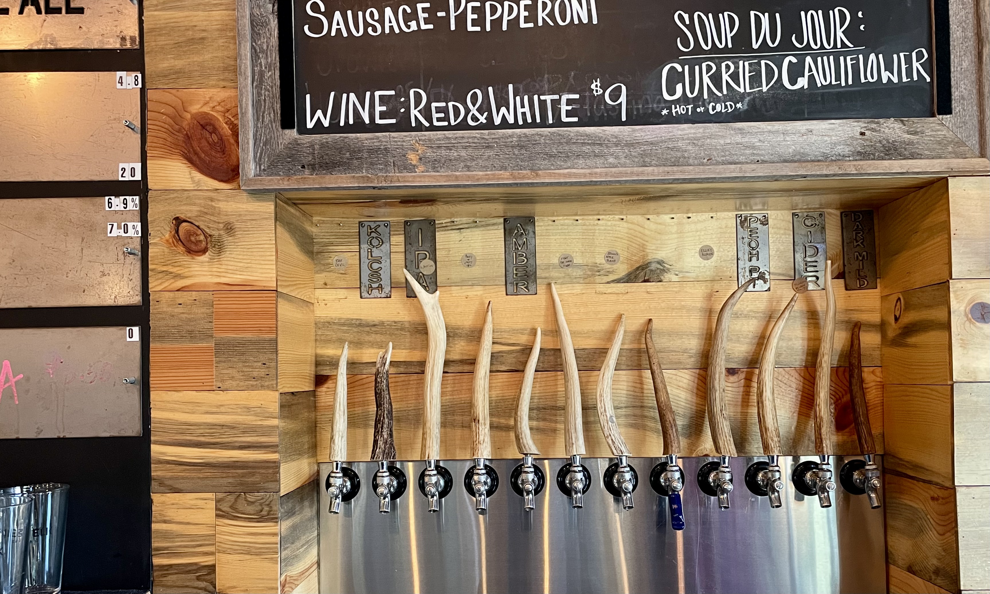 Tap handle set at Mule & Elk Brewing, Cle Elum, Washington